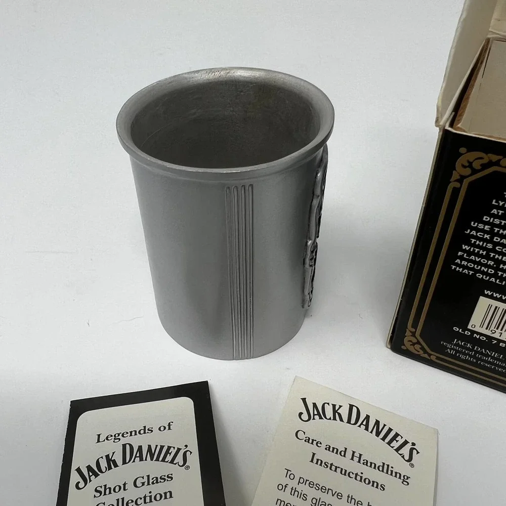Jack Daniels 2002 Legends‎ of JD Old No. 7 Black Label Pewter Shot Glass Box New